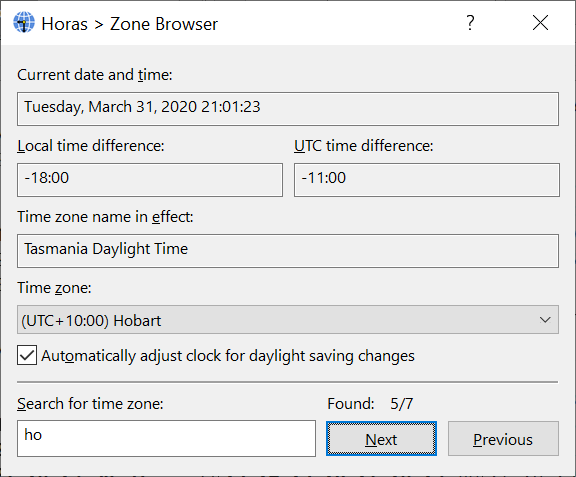 Horas Zone Browser