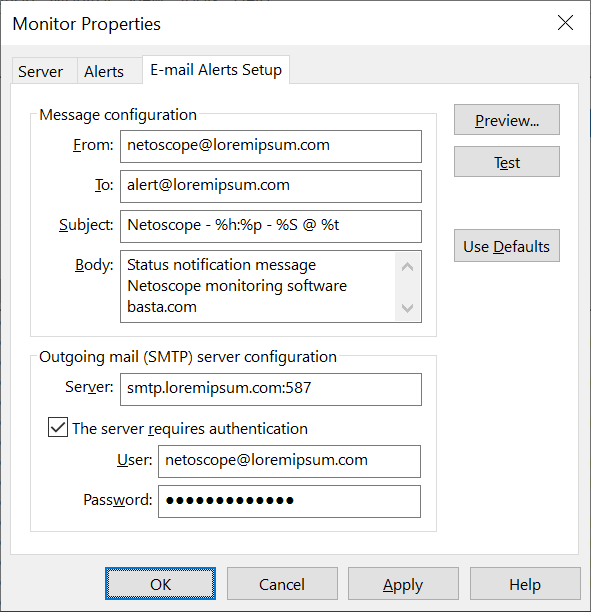 Netoscope emails you when a server fails