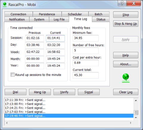Rascal/RascalPro Time Log screen shot Rascal/RascalPro Time Log screen shot