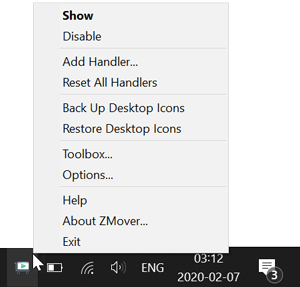 Zmover taskbar notification area icon