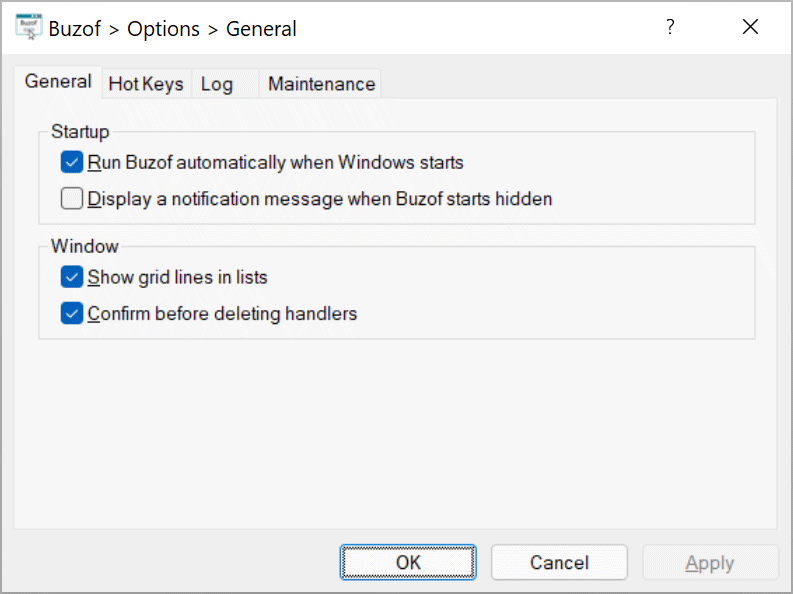 Buzof options to automatically click buttons