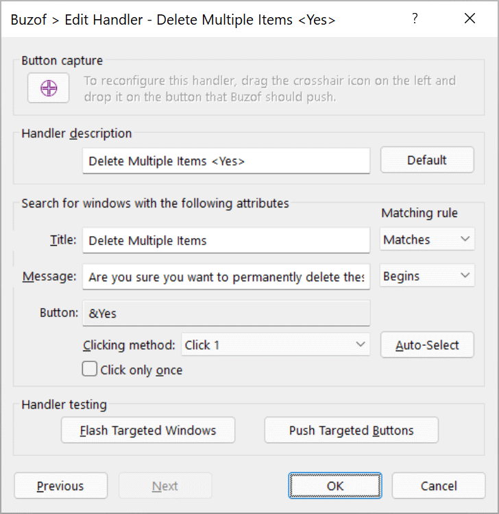 Buzof filter to suppress prompts and popups