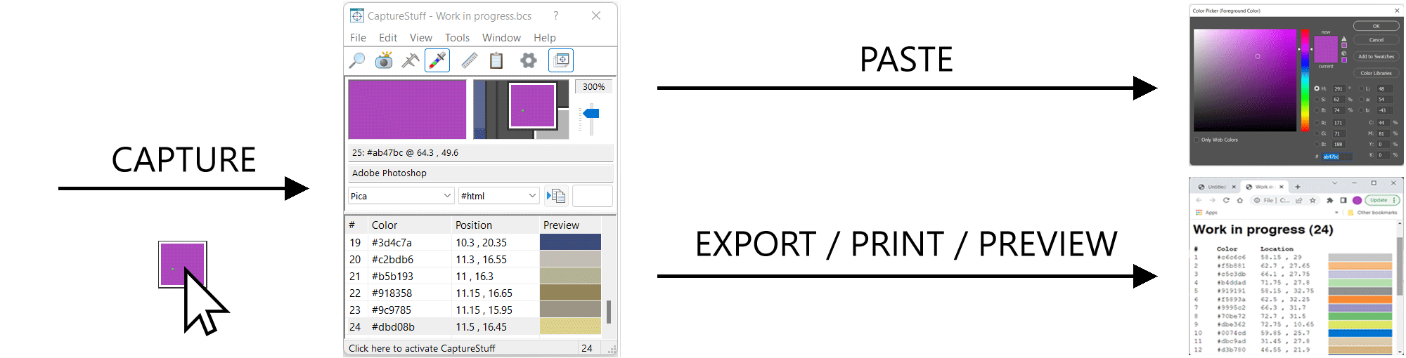 Pick colors on the desktop