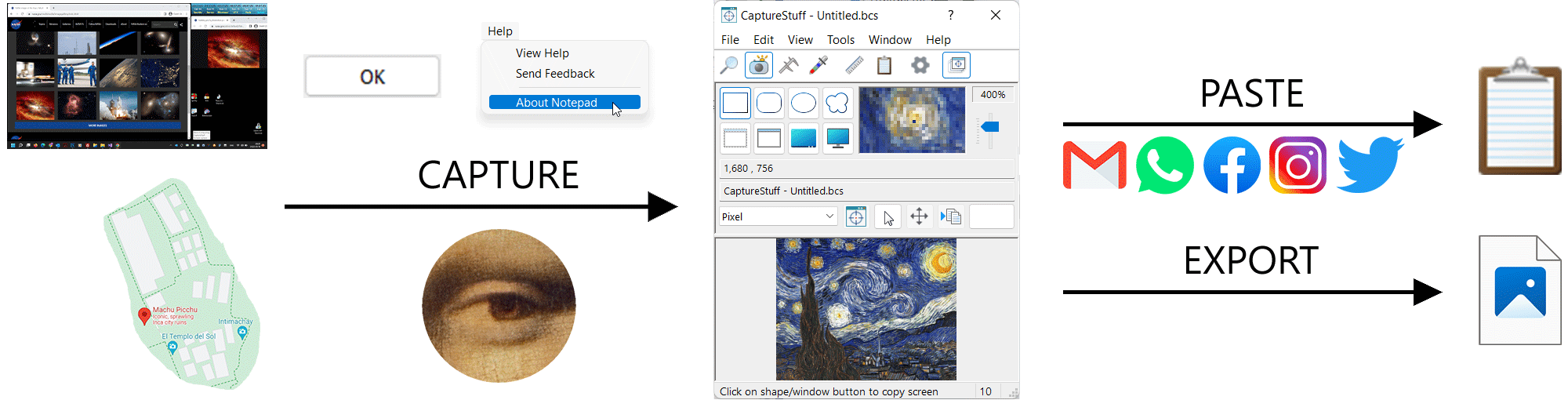 Capture images on the desktop