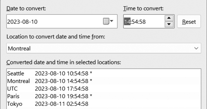 Horas converts time between different time zones