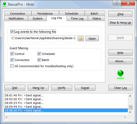 RascalPro Log File screen shot