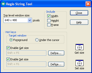Reglo sizing tool screen shot