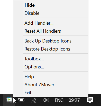 ZMover hides in the system tray and works in the background